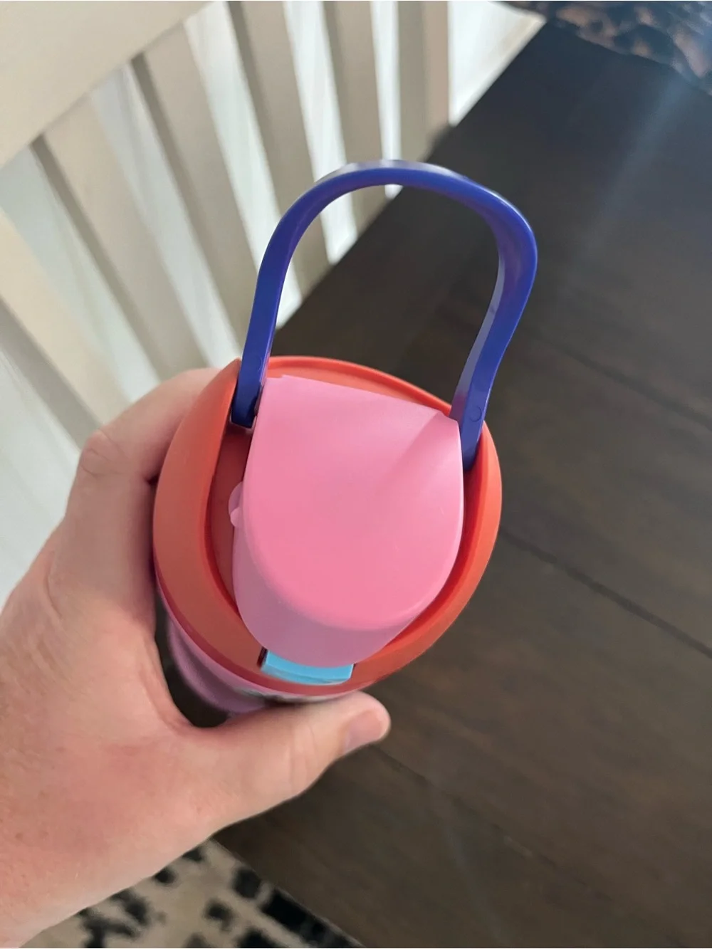 Owala Pink Insulated Water Bottle with Red Accent